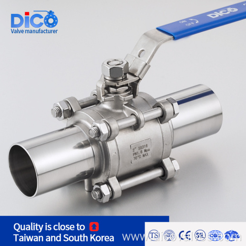 Sanitary Length Bw End 3PC Ball Valve